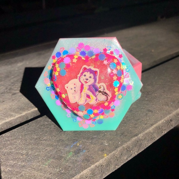 Handmade Lisa Frank Kawaii UV Resin Trinket Box - Picture 3 of 16